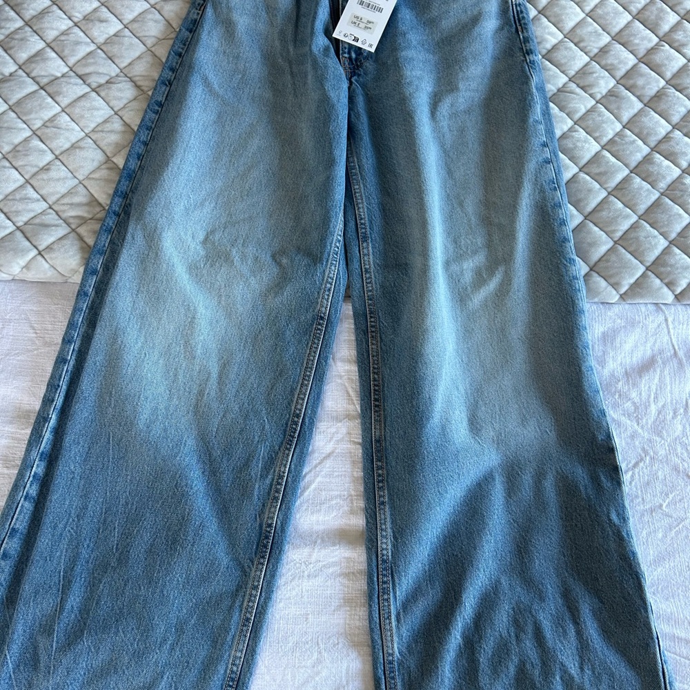 Zara Light Blue Wide Leg Jeans